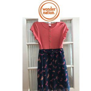 Wonder Nation wrap dress with butterfly print; girls size XL (14/16)